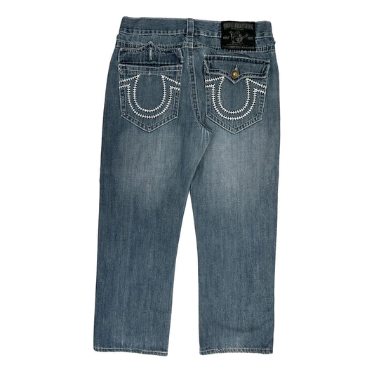 True Religion Contrast Stitch Jeans - 34W 29L Blue Cotton