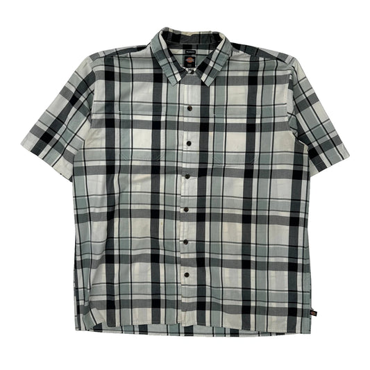 Dickies Checked Short Sleeve Shirt - XL Black Cotton
