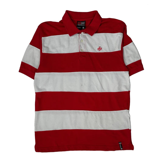 South Pole Striped Polo Shirt - XL White Cotton