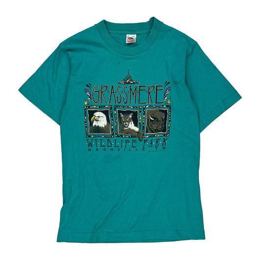 Grassmere Wildlife Park Fruit Of The Loom Single Stitch T-Shirt - Small Green Cotton