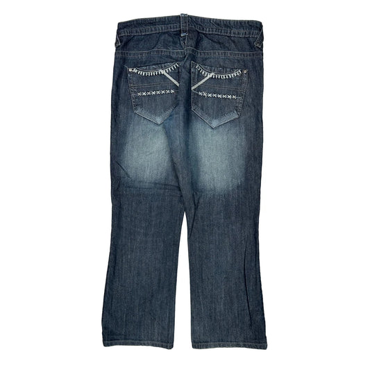 Route 66 Boot Cut Jeans - 36W 30L Blue Cotton