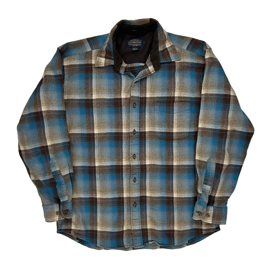 Lodge Pendleton Checked Flannel Shirt - Large Blue Wool