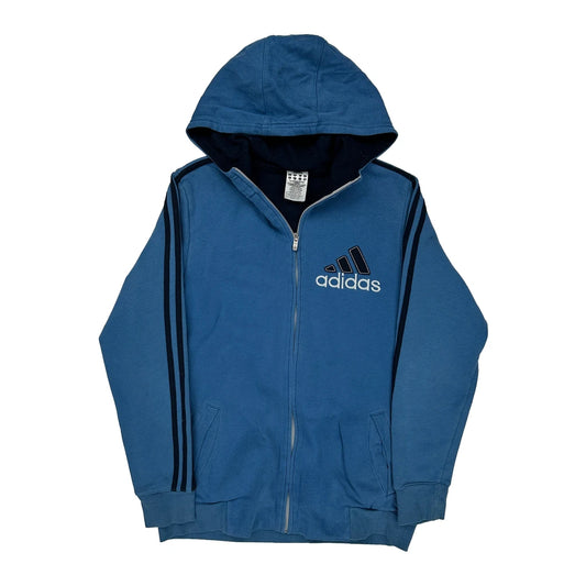 Three Stripes Adidas Hoodie - XL Blue Cotton