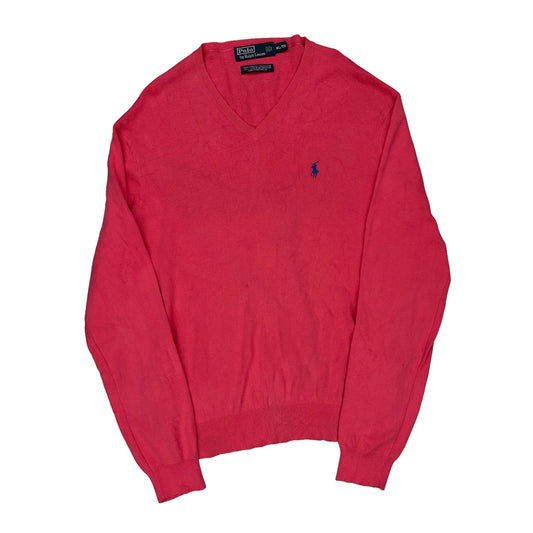 Polo By Ralph Lauren V-Neck Jumper - XL Red Cotton