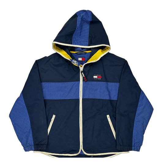 Age 14 Tommy Hilfiger Checked Jacket - Large Blue Nylon