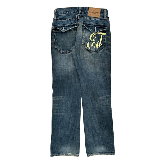 Ed Hardy Graphic Jeans - 28W UK 8 Blue Cotton