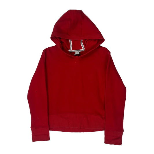 Nike Cropped Hoodie - Small Red Cotton Blend
