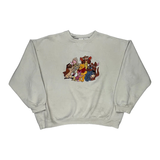 Winnie The Pooh Characters Disney Cartoon Sweatshirt - XL Cream Cotton Blend