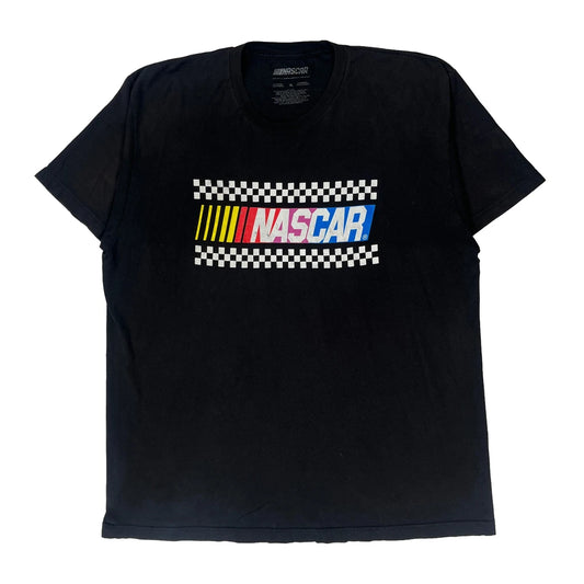 Racing Checkered Graphic Nascar Graphic T-Shirt - XL Black Cotton