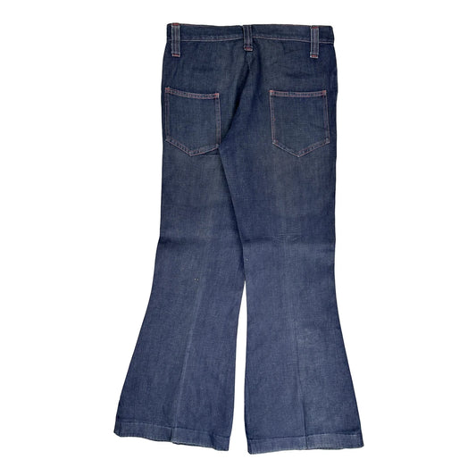 60S 70S Unbranded Flared Jeans - 31W UK 12 Dark Wash Denim