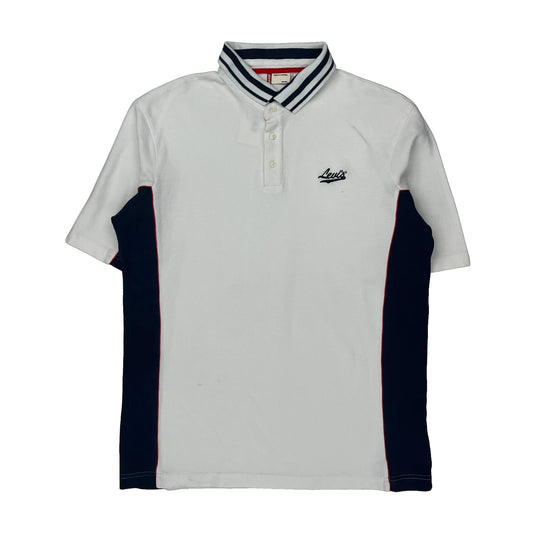 Levis Striped Polo Shirt - Large White Cotton