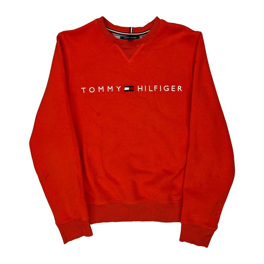 Tommy Hilfiger Spellout Sweatshirt - Medium Red Cotton
