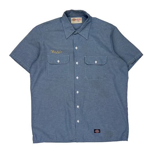 Authentic American Workwear Dickies Short Sleeve Shirt - Large Blue Polyester Blend