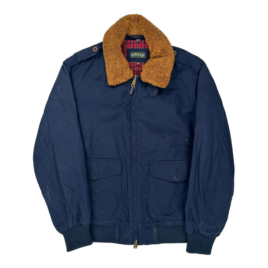 Orvis Checked Bomber Jacket - Medium Blue Cotton