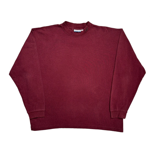 Reebok Long Sleeve T-Shirt - Large Burgundy Cotton