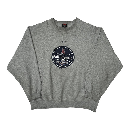 Vintage Fall Classic Nike Sweatshirt - XL Grey Cotton