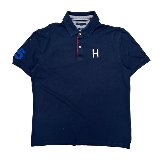 Tommy Hilfiger Striped Polo Shirt - XL Navy Cotton