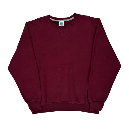 90S Blank Russell Athletic Sweatshirt - Large Burgundy Cotton