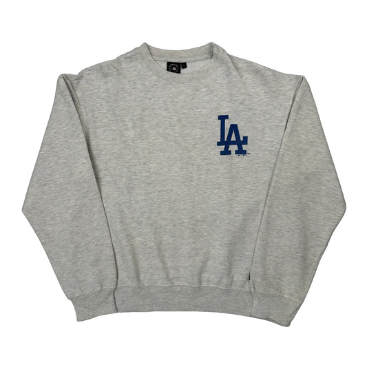 Los Angeles Dodgers Majestic Mlb Sweatshirt - Large Grey Cotton