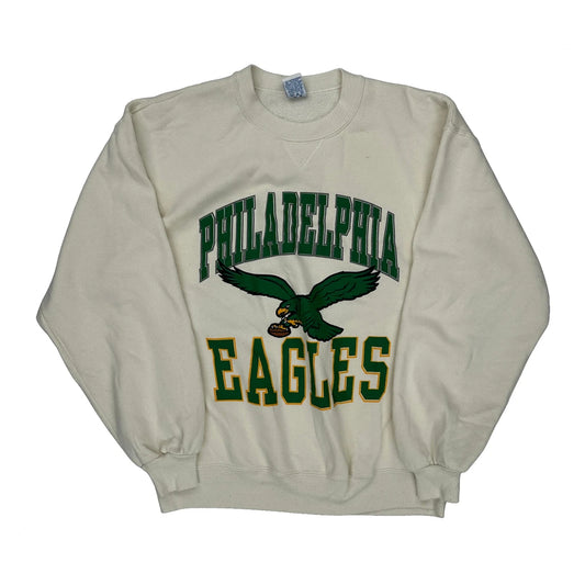 Philadelphia Eagles Russell Athletic Nfl Sweatshirt - Large Cream Cotton