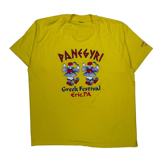 Vintage Greek Festival Unbranded Single Stitch T-Shirt - 2XL Yellow Cotton