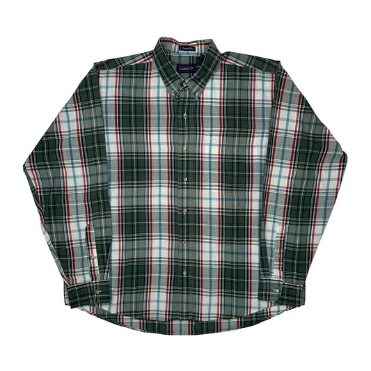 Vintage Foxhunt Plaid Gant Shirt - XL Green Cotton Blend