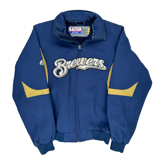 Brewers Majestic Mlb Jacket - Small Blue Polyester