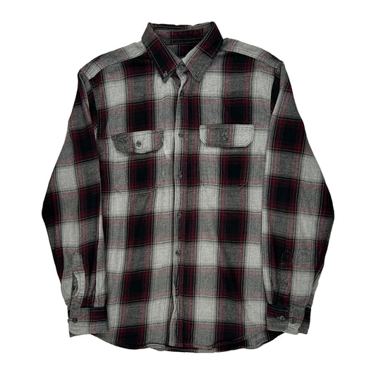 Faded Glory Checked Flannel Shirt - Medium Grey Cotton