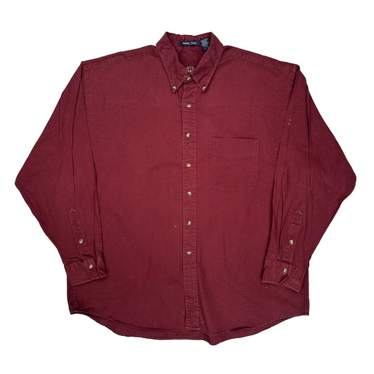 Vintage Washer Twill Gant Shirt - XL Burgundy Cotton