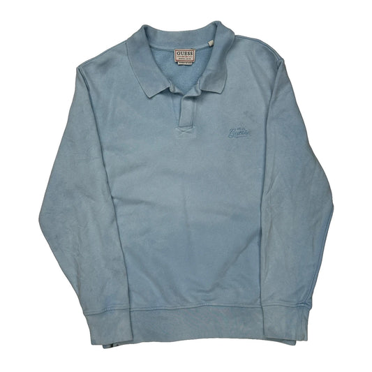 Guess Polo Shirt - Medium Blue Cotton