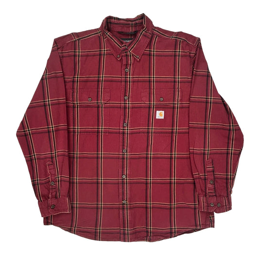 Carhartt Checked Flannel Shirt - Large Red Cotton