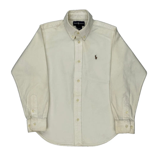 Age 7 Ralph Lauren Shirt - Medium Cream Cotton