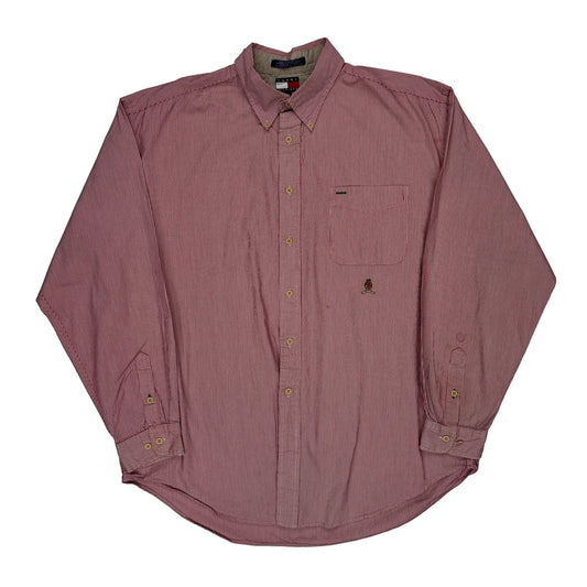 Vintage Tommy Hilfiger Striped Shirt - XL Red Cotton