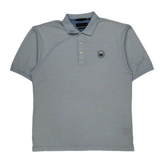 Vintage Tommy Hilfiger Striped Polo Shirt - Medium Blue Cotton