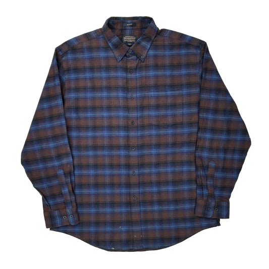 Pendleton Checked Flannel Shirt - XL Blue Wool