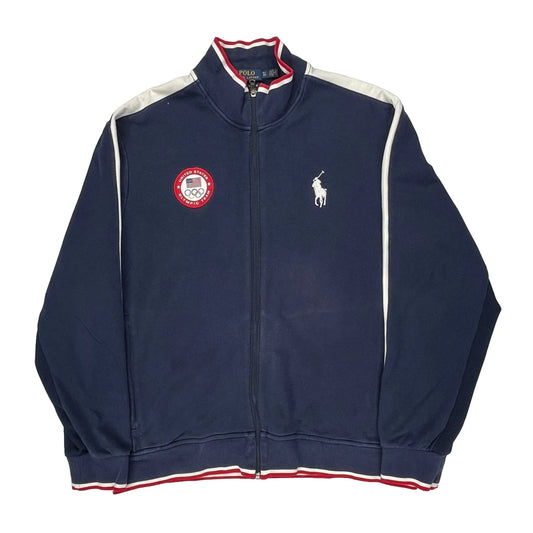 USA Olympics Polo By Ralph Lauren Graphic Track Jacket - XL Navy Polyester