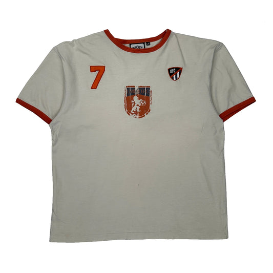 Ufc Umbro Football Ringer T-Shirt - Large Orange Cotton