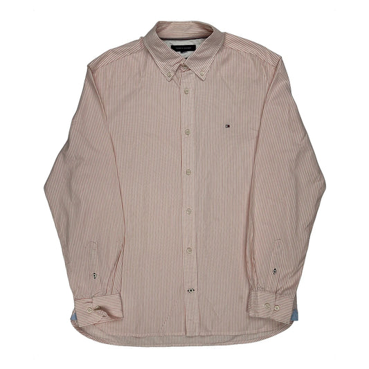 Tommy Hilfiger Striped Shirt - Large Red Cotton
