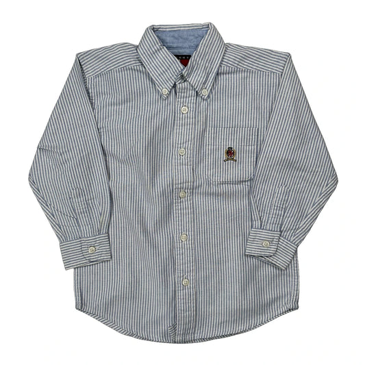 Vintage Age 4 Tommy Hilfiger Striped Shirt - Small Blue Cotton
