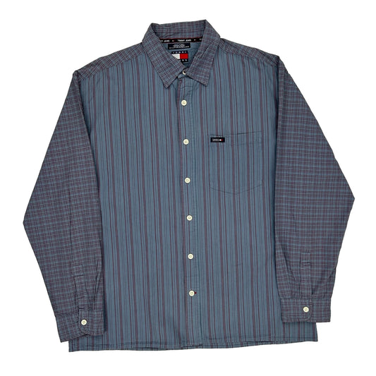 Tommy Jeans Striped Shirt - Medium Blue Cotton