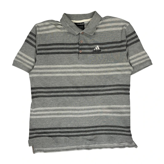 Adidas Polo Shirt - Large Grey Cotton
