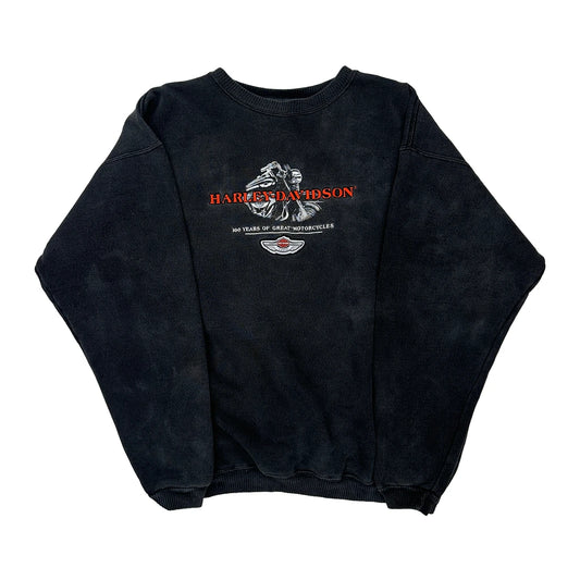 100 Years Harley Davidson Graphic Sweatshirt - 2XL Black Cotton