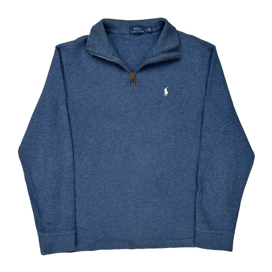Polo By Ralph Lauren 1/4 Zip - Large Blue Cotton