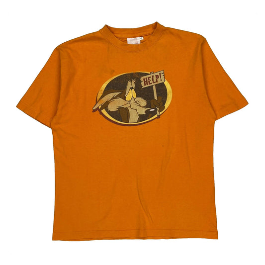Looney Tunes Cartoon T-Shirt - Small Orange Cotton