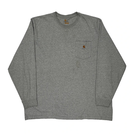 Carhartt Long Sleeve T-Shirt - 2XL Grey Cotton