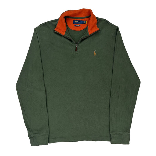 Polo By Ralph Lauren 1/4 Zip - Medium Green Cotton