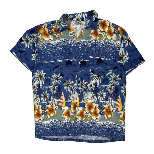 Koko Knot Floral Hawaiian Shirt - XL Blue Cotton