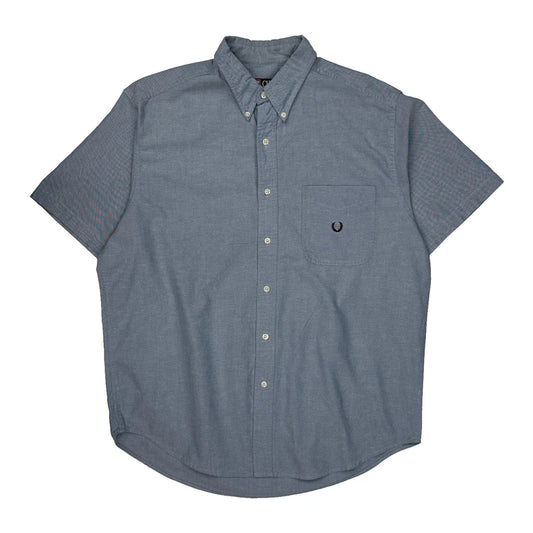 Chaps Ralph Lauren Short Sleeve Shirt - Large Blue Cotton
