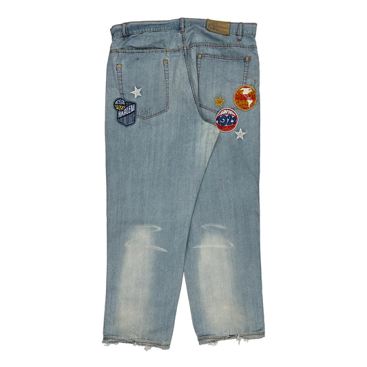 Harlem Globetrotters Fubu Baggy Jeans - 40W 34L Light Wash Cotton