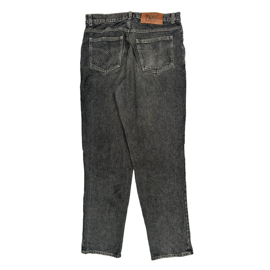 Embroidered Brand Name On Leg Capito Graphic Jeans - 35W 30L Grey Denim